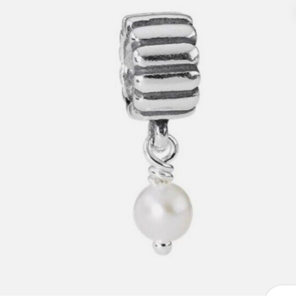Authentic Pandora, Retired Pearl Dangle Charm,June Birthstone, Sterling Silver